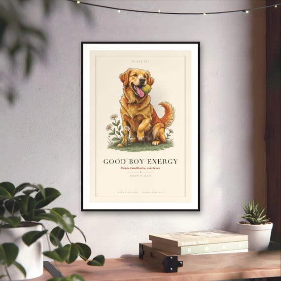 Good Boy Energy Golden Retriever Print — art print by WedgeAtelier