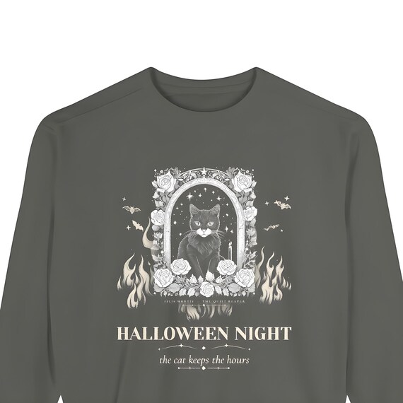 Gothic Black Cat Tarot Sweatshirt — Comfort Colors crewneck sweatshirt by WedgeAtelier