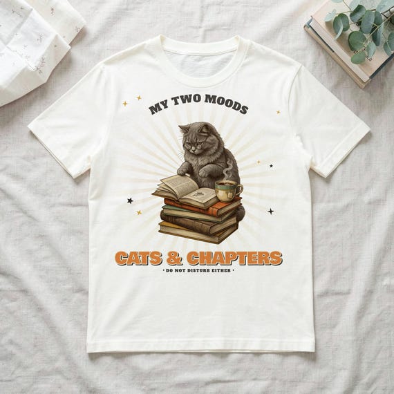 Cats & Chapters Book Lover Tee by WedgeAtelier