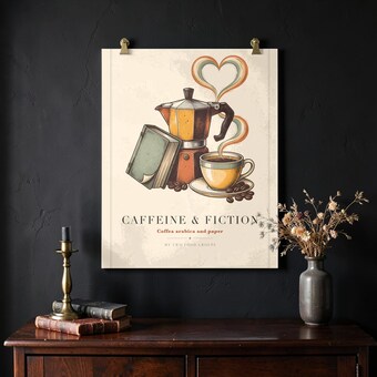 Caffeine & Fiction Wall Art Print photo 2