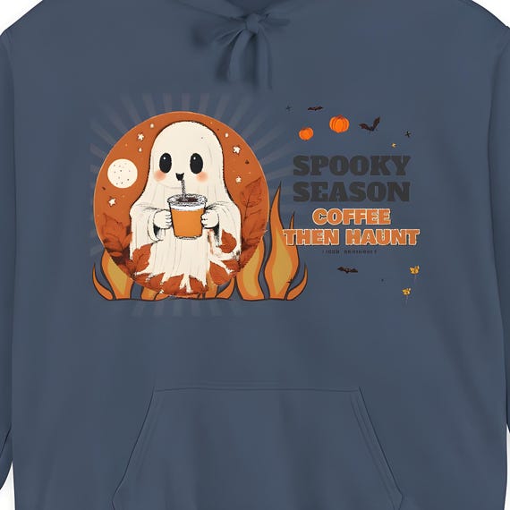 Ghost Coffee Halloween Hoodie — Comfort Colors hoodie by WedgeAtelier