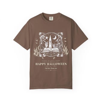 Happy Halloween Witch Hat Cat Engraved Tee photo 2