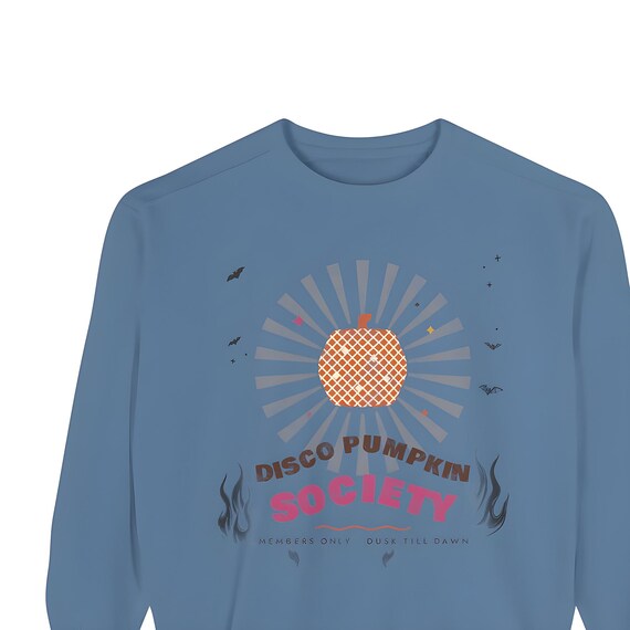 Disco Pumpkin Society Sweatshirt — Comfort Colors crewneck sweatshirt by WedgeAtelier