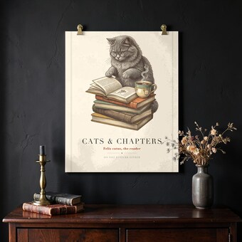 Cats & Chapters Wall Art Print photo 2