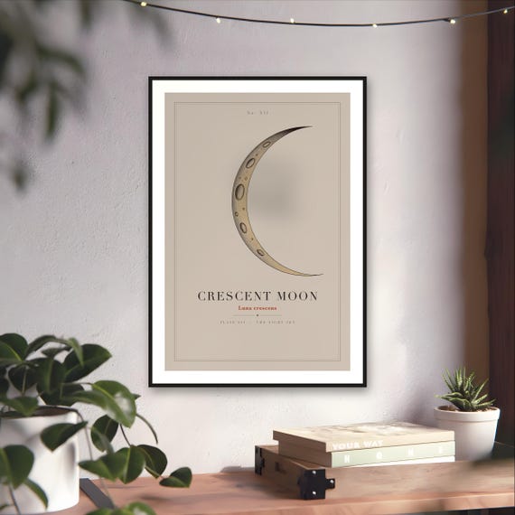Gold Crescent Moon Print — art print by WedgeAtelier