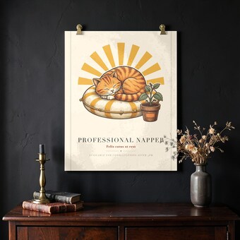 Professional Napper Cat Art Print photo 2