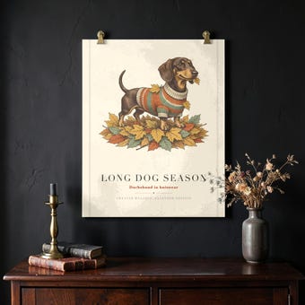 Retro Dachshund in Sweater Wall Art Print photo 2