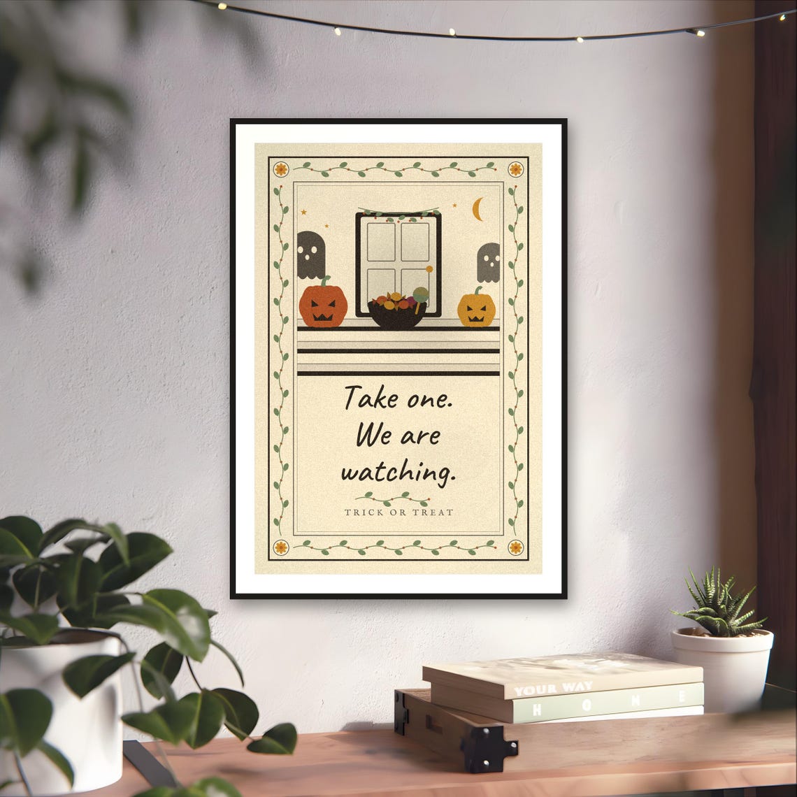 Funny Halloween Folk Art Print — art print by WedgeAtelier
