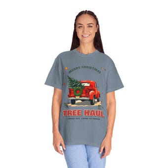 Vintage Red Truck Christmas Tee photo 2
