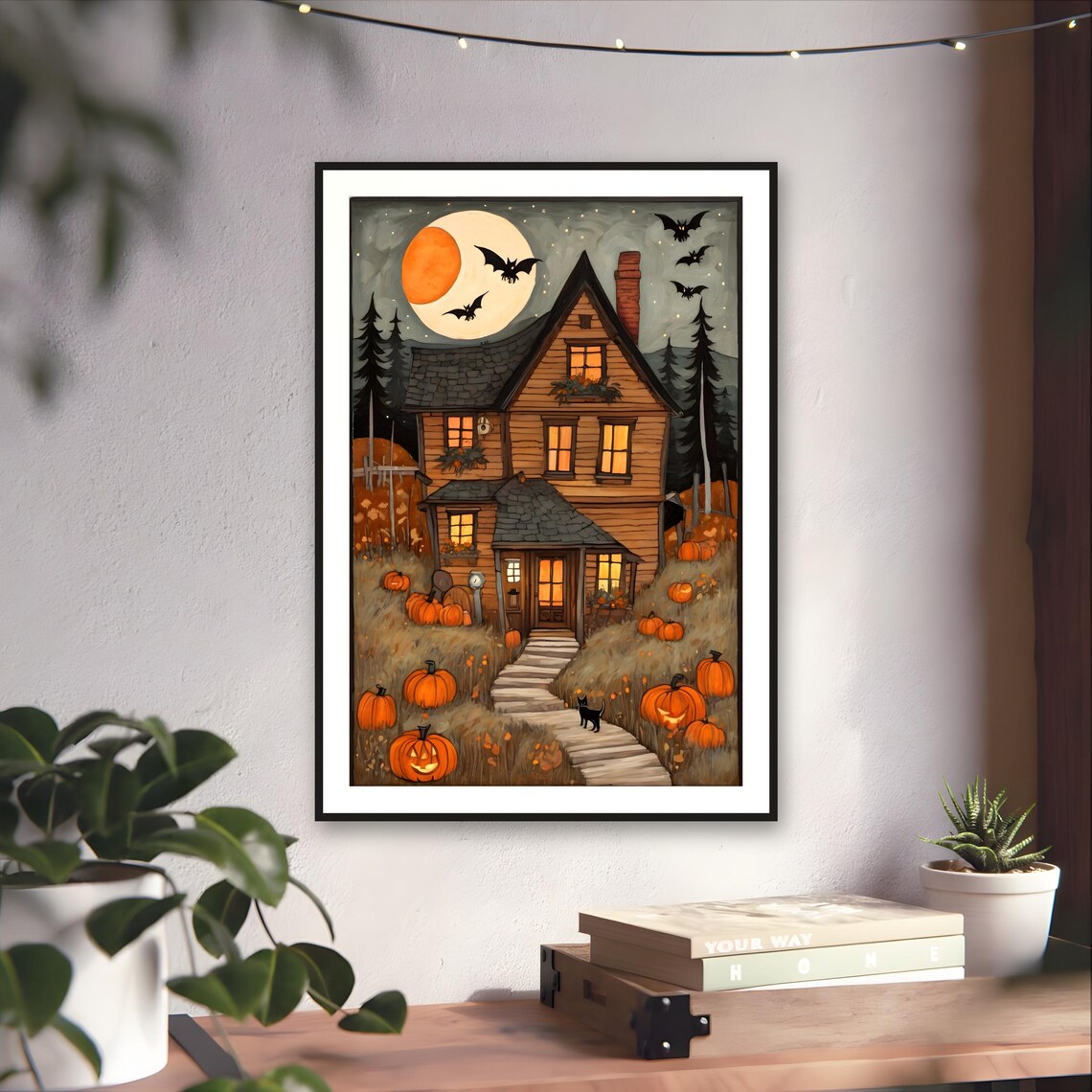 Haunted Cottage Folk Art Print — art print by WedgeAtelier