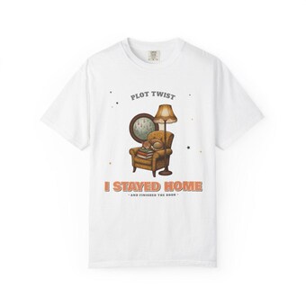 Plot Twist I Stayed Home Reading Cat Tee photo 2