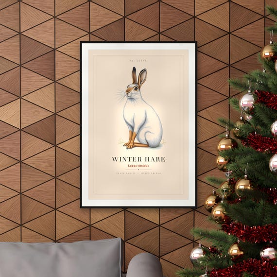 Winter Hare Specimen Plate Print — art print by WedgeAtelier
