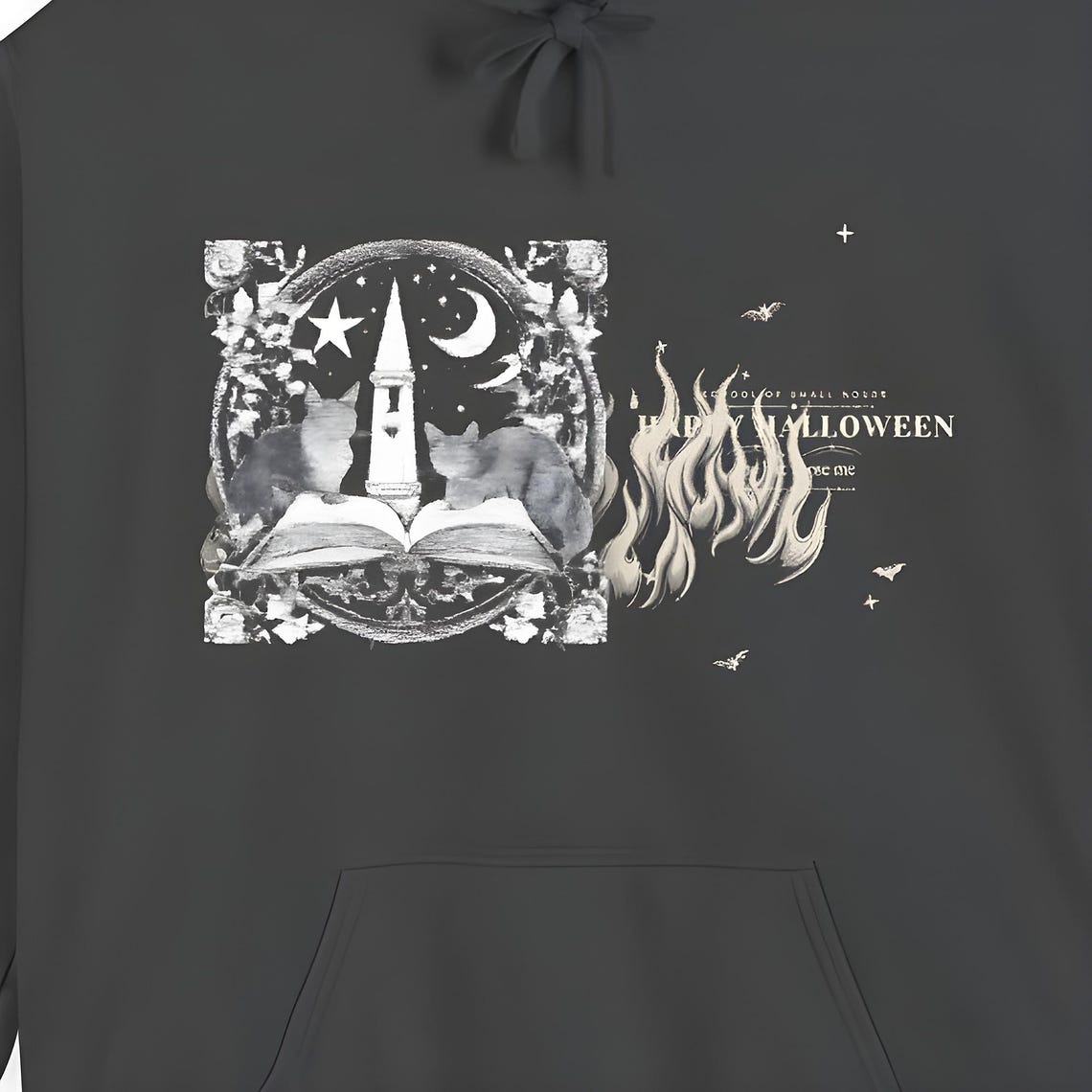 Witch Hat Cat Spellbook Hoodie — Comfort Colors hoodie by WedgeAtelier