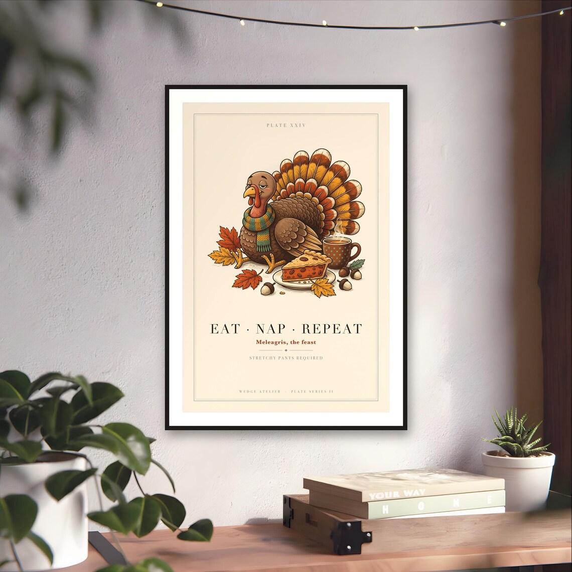 Eat Nap Repeat Thanksgiving Print — art print by WedgeAtelier
