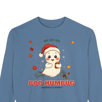 Boo Humbug Ghost Santa Hat Sweatshirt photo 2