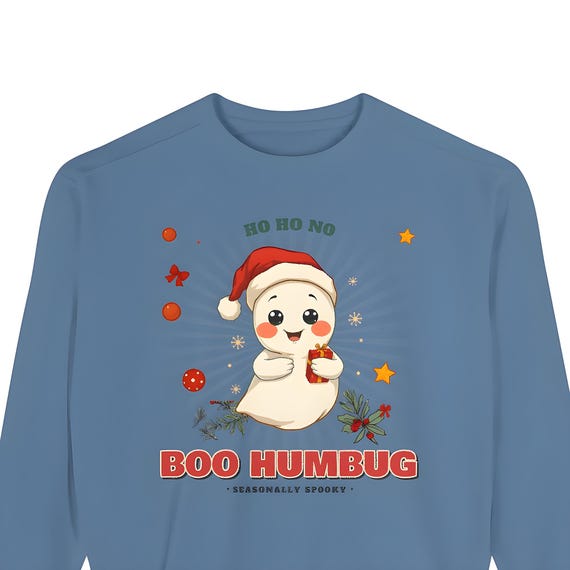 Boo Humbug Ghost Sweatshirt — Comfort Colors crewneck sweatshirt by WedgeAtelier