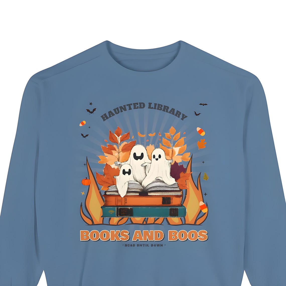 Comfort Colors Books and Boos Sweatshirt — Comfort Colors crewneck sweatshirt by WedgeAtelier