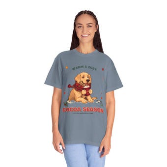 Golden Retriever Cocoa Season Christmas Tee photo 2