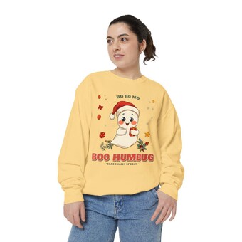 Boo Humbug Ghost Santa Hat Sweatshirt photo 3