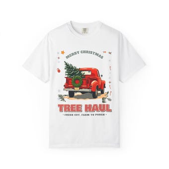 Vintage Red Truck Christmas Tee photo 2