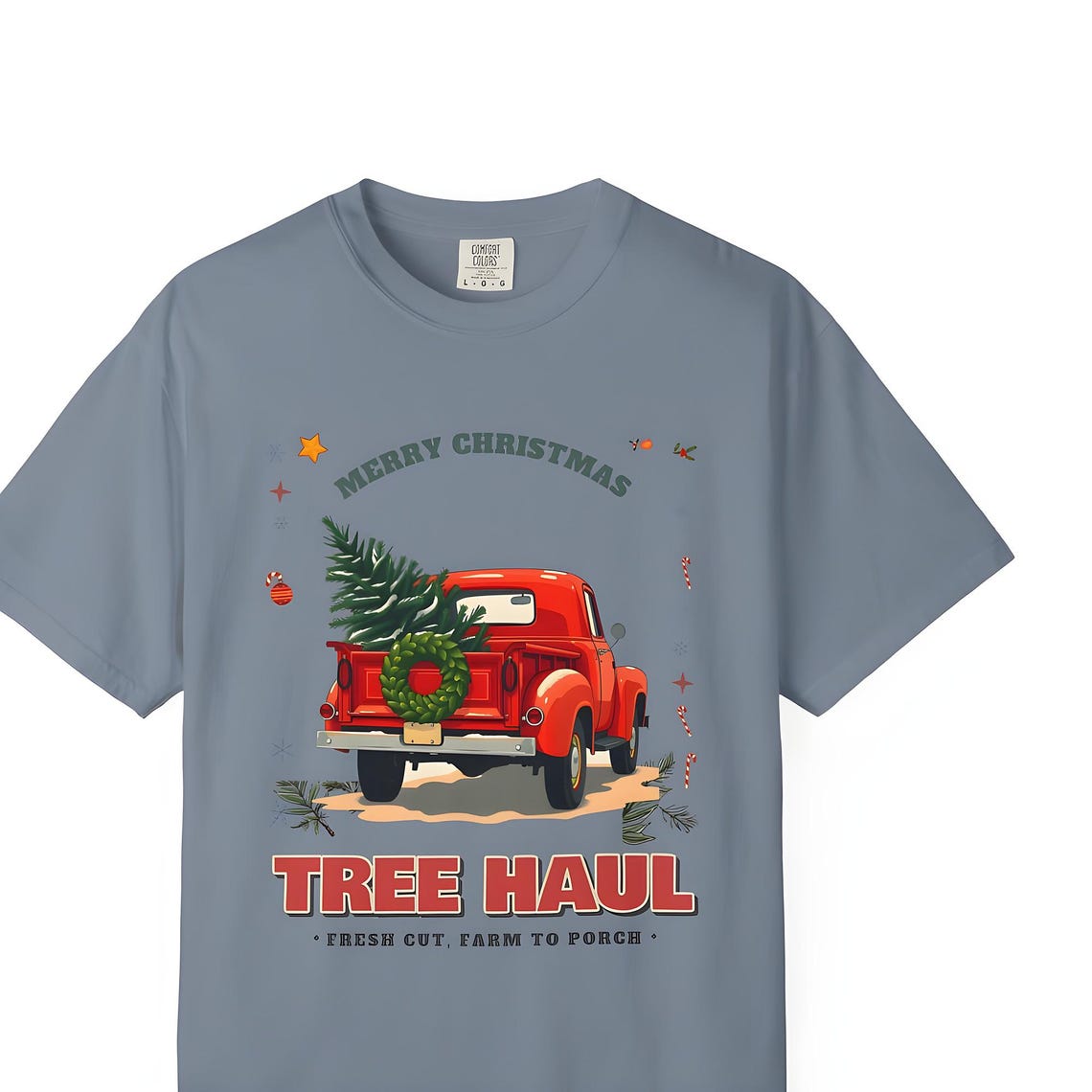 Vintage Red Truck Christmas Tee — Comfort Colors tee by WedgeAtelier
