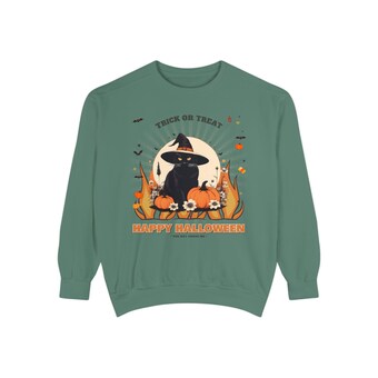 Witch Cat Halloween Sweatshirt photo 6