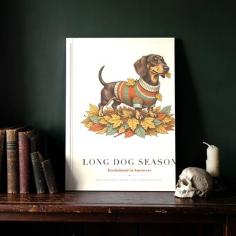 Retro Dachshund in Sweater Wall Art Print photo 3