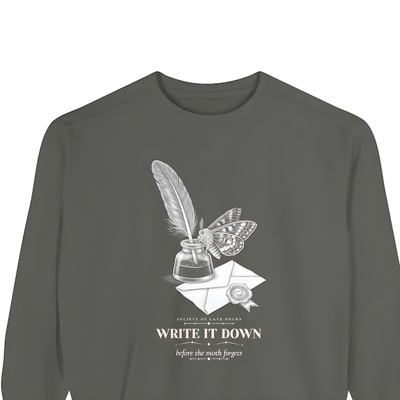 Dark Academia Writer Sweatshirt — Comfort Colors crewneck sweatshirt by WedgeAtelier