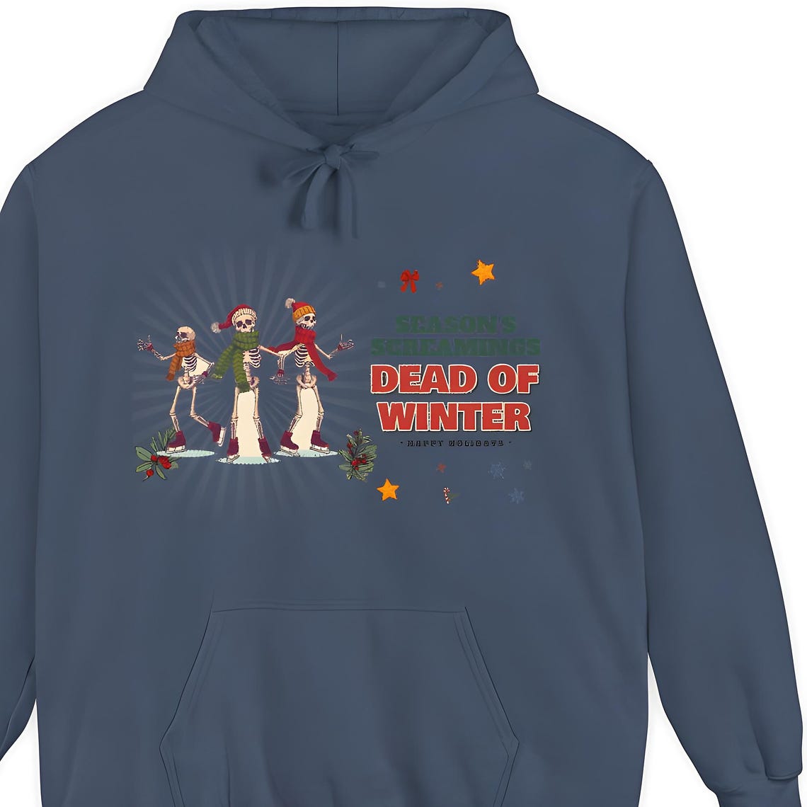 Ice Skating Skeletons Christmas Hoodie — Comfort Colors hoodie by WedgeAtelier