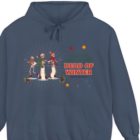Ice Skating Skeletons Christmas Hoodie — Comfort Colors hoodie by WedgeAtelier