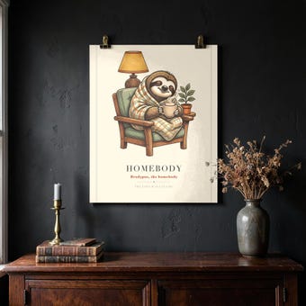 Retro Sloth Homebody Armchair Print photo 4