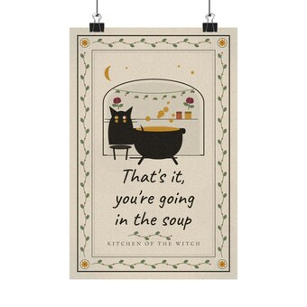 Black Cat Cauldron Folk Art Print photo 2