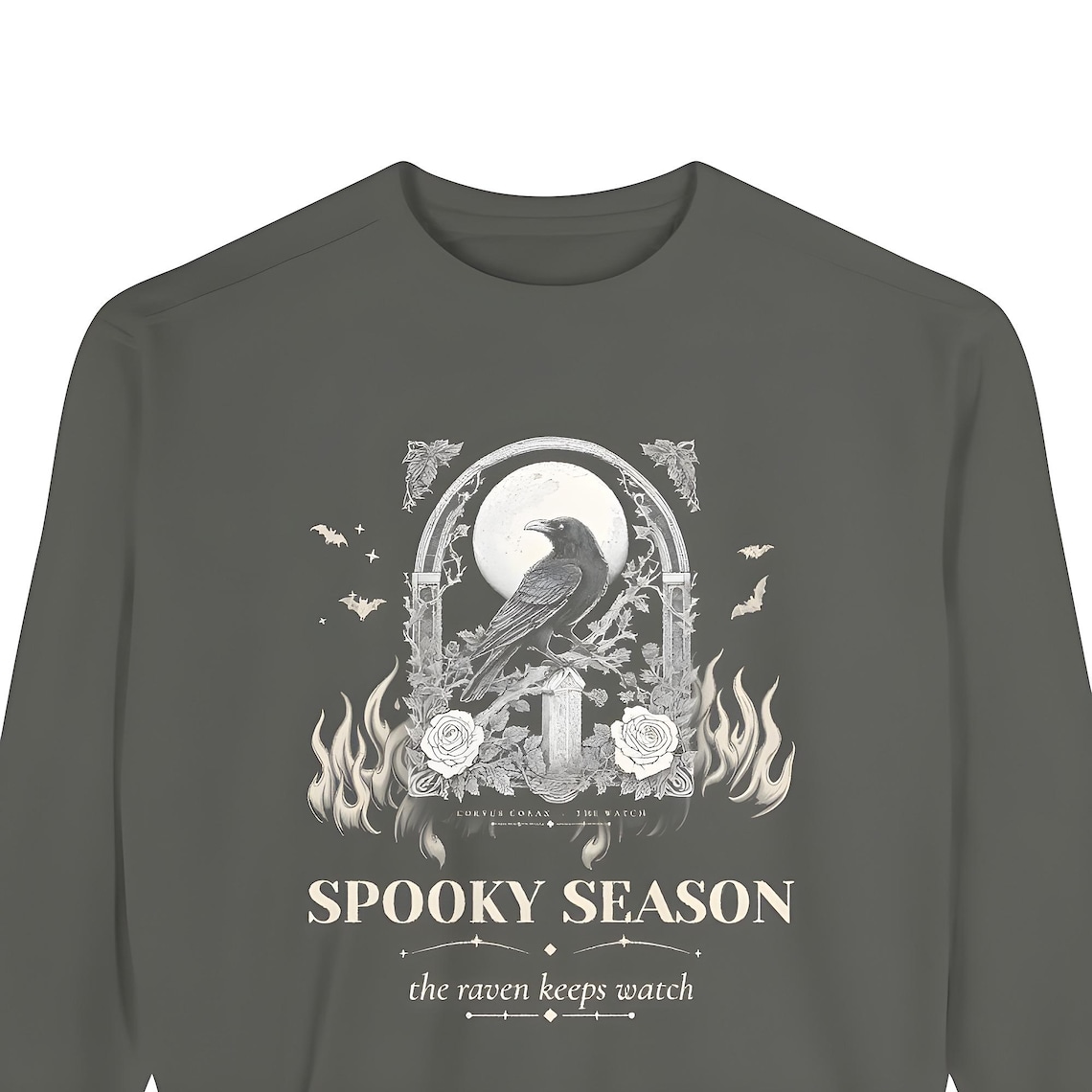 Gothic Raven Moon Sweatshirt — Comfort Colors crewneck sweatshirt by WedgeAtelier