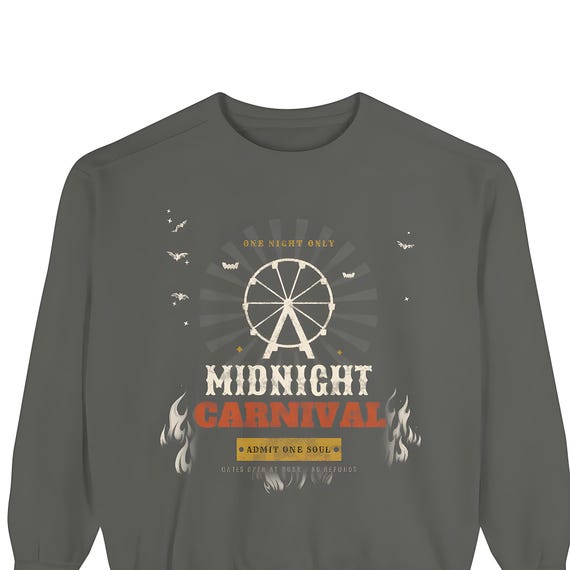Midnight Carnival Sweatshirt — Comfort Colors crewneck sweatshirt by WedgeAtelier