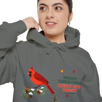 Cardinal on Snowy Pine Christmas Hoodie photo 5