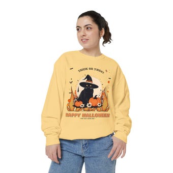 Witch Cat Halloween Sweatshirt photo 5