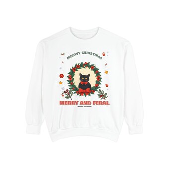 Merry and Feral Black Cat Wreath Sweatshirt photo 2
