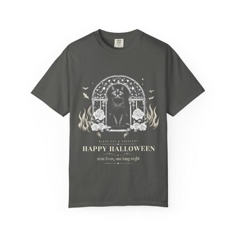 Gothic Black Cat Halloween T-Shirt photo 3