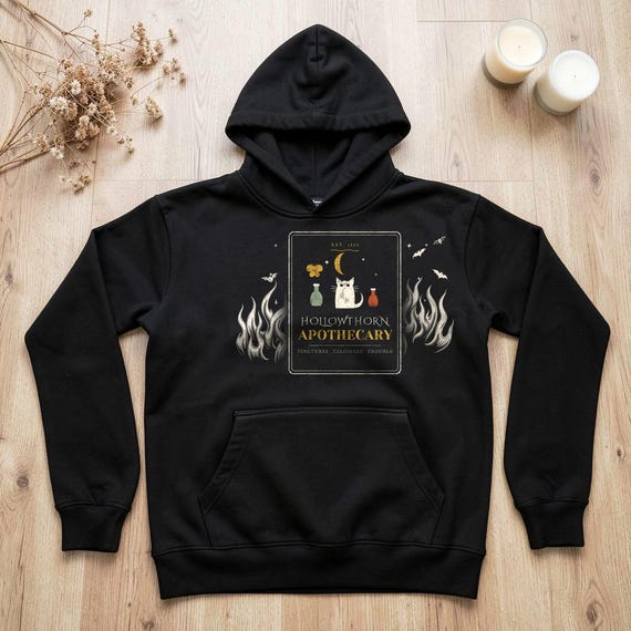 Witch Cat Apothecary Halloween Hoodie by WedgeAtelier