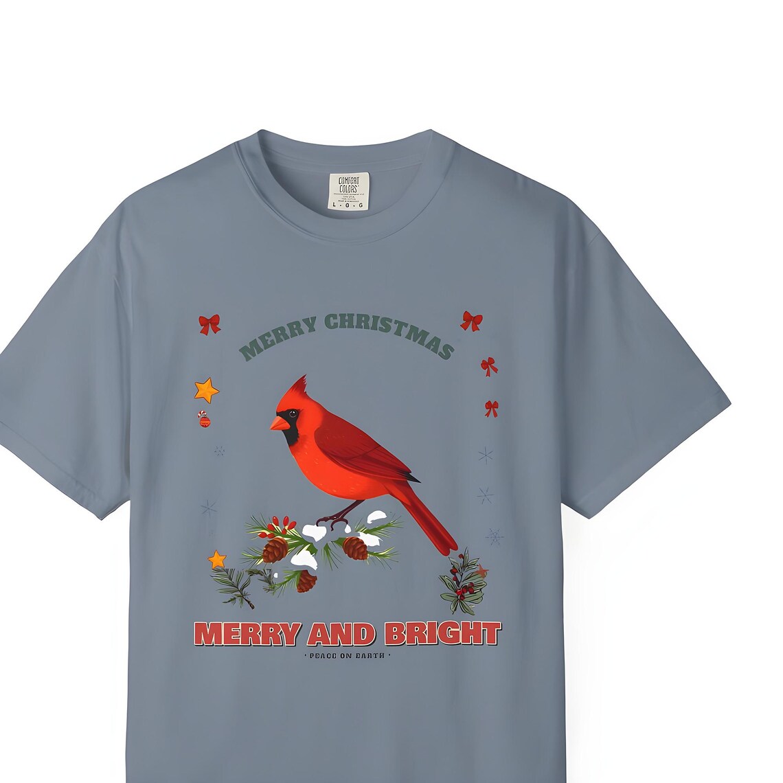 Cardinal Christmas Comfort Colors Shirt — Comfort Colors tee by WedgeAtelier