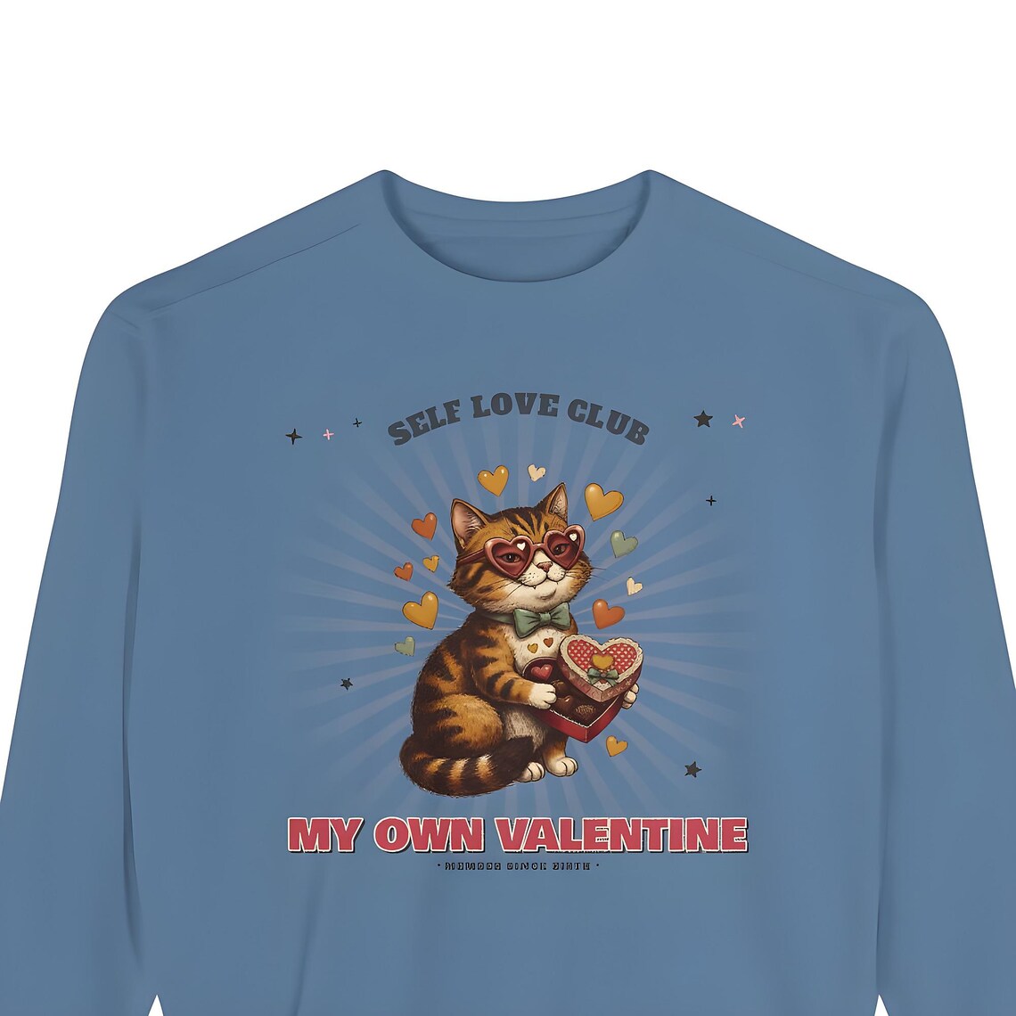 Self Love Club Cat Sweatshirt — Comfort Colors crewneck sweatshirt by WedgeAtelier