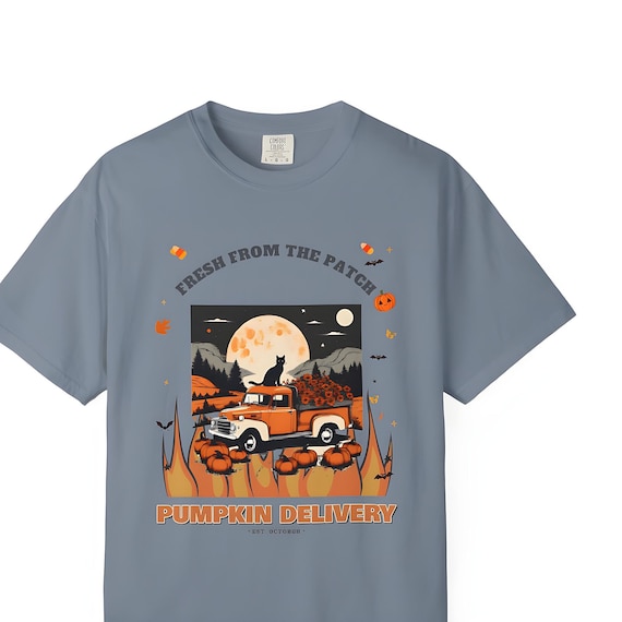 Pumpkin Delivery Truck Shirt — Comfort Colors tee by WedgeAtelier
