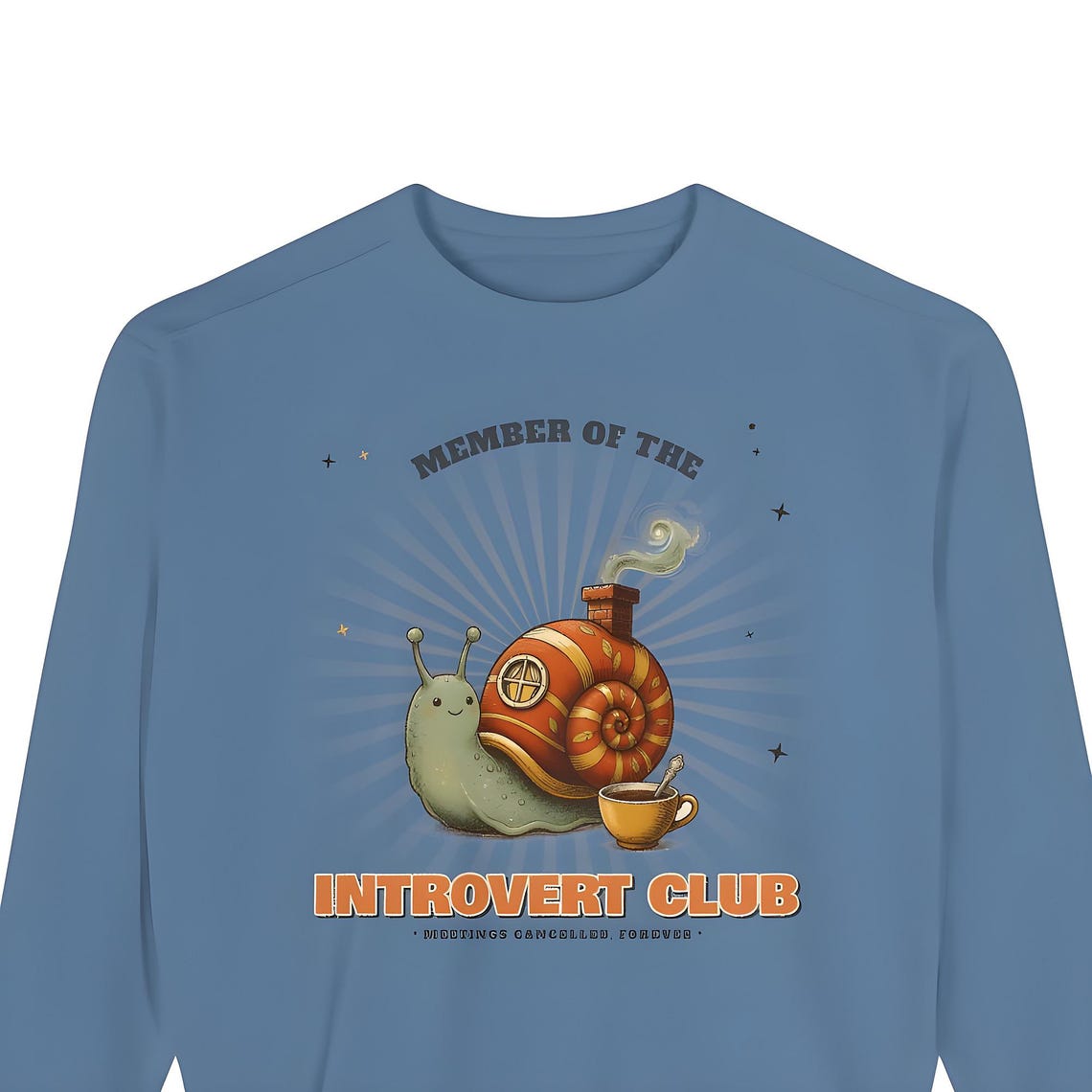 Introvert Club Snail Sweatshirt — Comfort Colors crewneck sweatshirt by WedgeAtelier