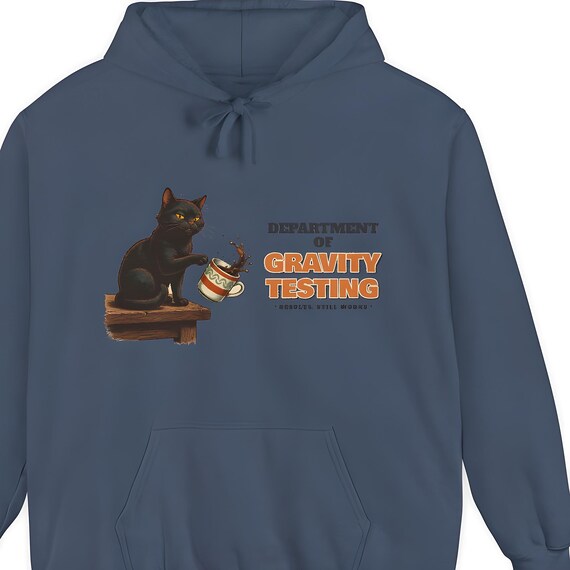 Gravity Testing Cat Hoodie — Comfort Colors hoodie by WedgeAtelier