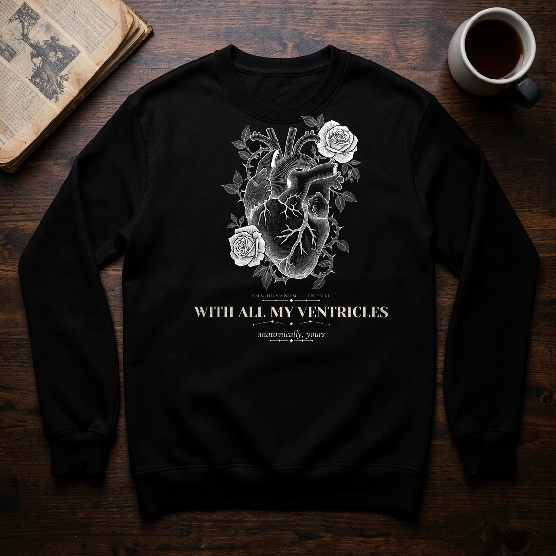 Anatomical Heart Rose Sweatshirt by WedgeAtelier