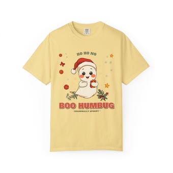 Boo Humbug Ghost in Santa Hat Christmas Tee photo 5
