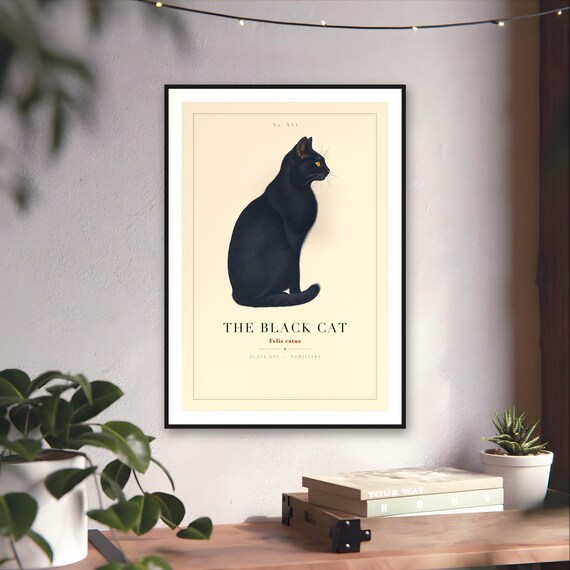 Black Cat and Moon Print — art print by WedgeAtelier