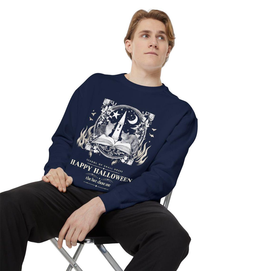 Witch Cat Halloween Sweatshirt by WedgeAtelier