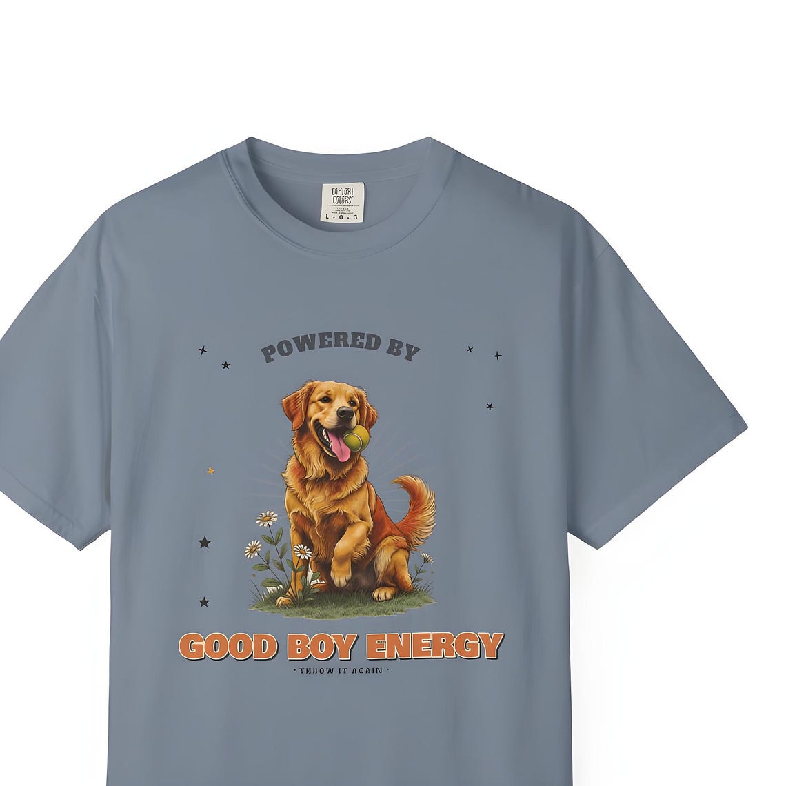 Good Boy Energy Golden Retriever Shirt — Comfort Colors tee by WedgeAtelier