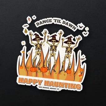 Dancing Skeletons Halloween Sticker photo 4